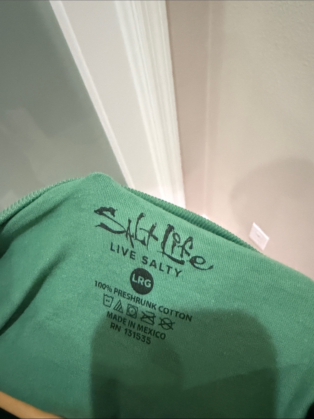 Salt Life Green Long Sleeve Pocket Tee with Yellow Chest Logo - Picture 3 of 5